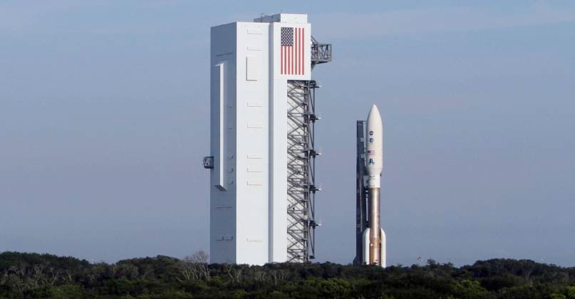 ATLAS V ROCKET An Atlas V rocket is rolled out Thursday, August 4, 2011 to launch pad 41 at Cape Canaveral Air Force Station. NASA S spacecraft Juno will travel 445 million miles and its primary goal is to reveal the formation and evolution of the planet Jupiter. The scientific spacecraft is scheduled to arrive to the planet Jupiter on July 4, 2016. (Red Huber Orlando Sentinel MCT) Cape Canveral FL USA EDITORIAL USE ONLY Copyright: xx 1109281 RedxHuberx krtphotoslive501345