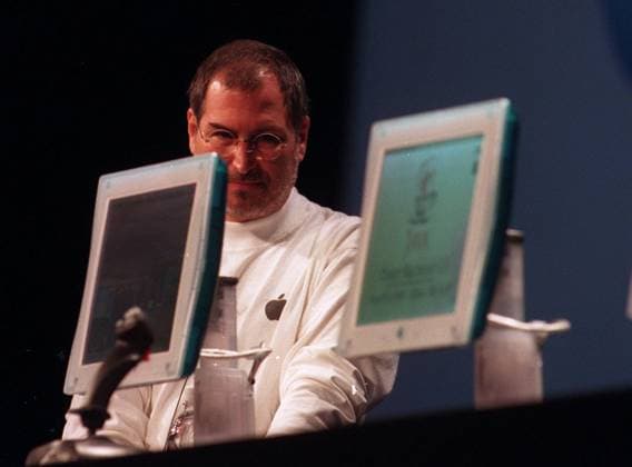 Steve Jobs In this May 10, 1999 file photograph, Steve Jobs, CEO of Apple Computer, is seen at the start of the Macintosh Developers Conference at the San Jose Convention Center in San Jose, California. (Len Vaughn-Lahman San Jose Mercury News MCT) San Jose CA USA EDITORIAL USE ONLY Copyright: xx 1112285 LenxVaughn-Lahmanx krtphotoslive513408