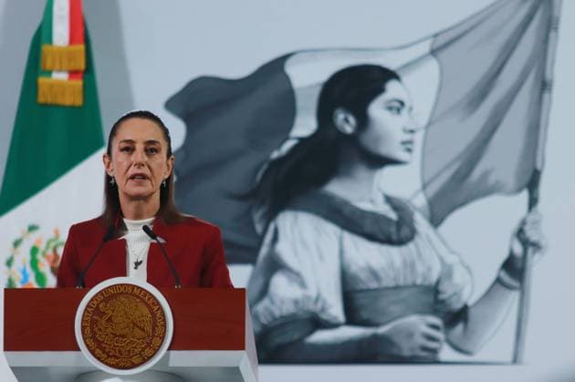 MexicoÃ¢â‚¬â ¢s President, Claudia Sheinbaum speaking about the tax system and the Mexicana de AviacioÂ³n s first anniversary during a briefing conference at National Palace. on December 26, 2024 in Mexico City, Mexico. Mexico City Mexico - ZUMAe321 20241226_zia_e321_001 Copyright: xCarlosxSantiagox