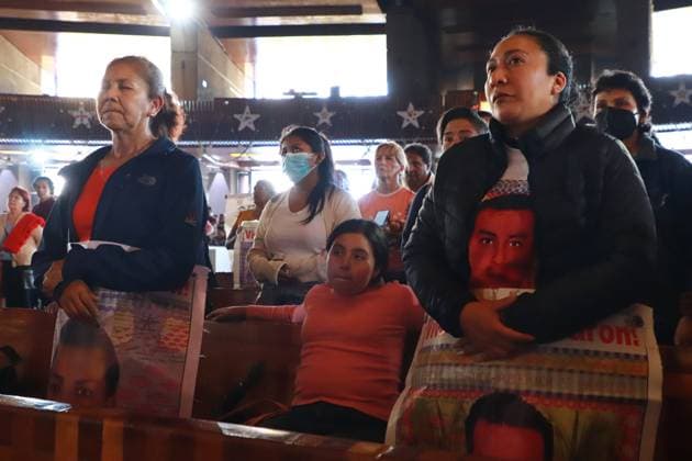 Relatives of the 43 missing students from Ayotzinapa Demonstration Relatives of the 43 missing students from Ayotzinapa during a holy mass in honor of the students disappeared at Basilica of Guadalupe. on December 26, 2024 in Mexico City, Mexico. (Photo by Carlos Santiago Eyepix Group). Copyright: xCarlosxSantiago xEyepixxGroupx CS_26122024_139666
