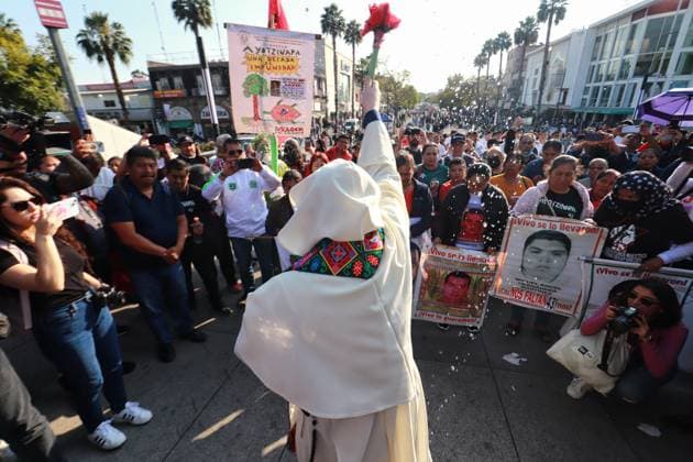 Relatives of the 43 missing students from Ayotzinapa Demonstration Relatives of the 43 missing students from Ayotzinapa take part during a demonstration from the Glorieta de Peralvillo to the Basilica of Guadalupe. on December 26, 2024 in Mexico City, Mexico. (Photo by Carlos Santiago Eyepix Group). Copyright: xCarlosxSantiago xEyepixxGroupx CS_26122024_139668