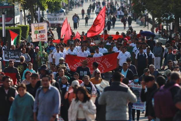 Relatives of the 43 missing students from Ayotzinapa Demonstration Rural students of Ayotzinapa taking part during a demonstration for the 43 missing students from Ayotzinapa from the Glorieta de Peralvillo to the Basilica of Guadalupe. on December 26, 2024 in Mexico City, Mexico. (Photo by Carlos Santiago Eyepix Group). Copyright: xCarlosxSantiago xEyepixxGroupx CS_26122024_139675