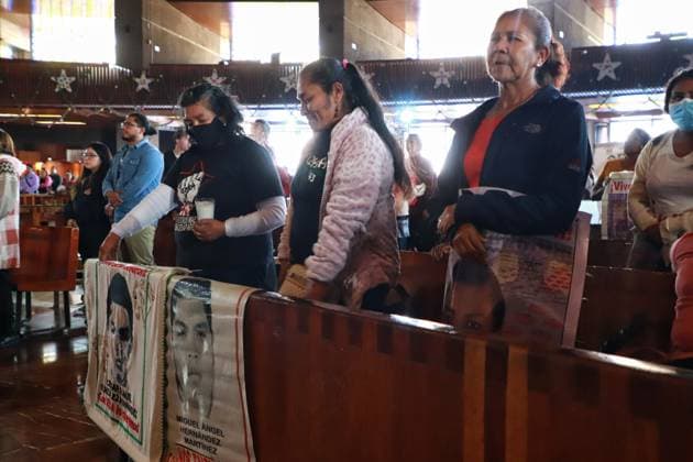 Relatives of the 43 missing students from Ayotzinapa during a holy mass in honor of the students disappeared at Basilica of Guadalupe. on December 26, 2024 in Mexico City, Mexico. Mexico City Mexico - ZUMAe321 20241226_zia_e321_034 Copyright: xCarlosxSantiagox