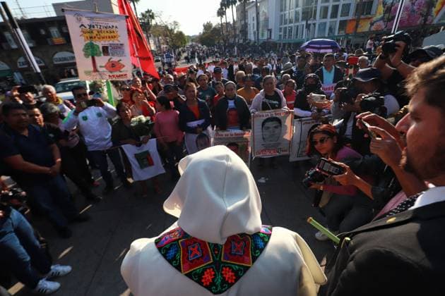 Relatives Of The 43 Missing Students Rally - Mexico City Relatives of the 43 missing students from Ayotzinapa take part during a demonstration from the Glorieta de Peralvillo to the Basilica of Guadalupe. Mexico City, Mexico, December 26, 2024. Photo by Carlos Santiago Eyepix Group ABACAPRESS.COM. Mexico City Mexico  Copyright: xEyepix ABACAx