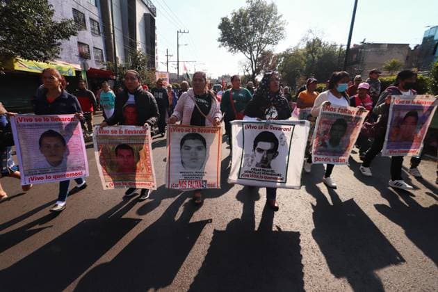 Relatives Of The 43 Missing Students Rally - Mexico City Relatives of the 43 missing students from Ayotzinapa take part during a demonstration from the Glorieta de Peralvillo to the Basilica of Guadalupe. Mexico City, Mexico, December 26, 2024. Photo by Carlos Santiago Eyepix Group ABACAPRESS.COM. Mexico City Mexico  Copyright: xEyepix ABACAx