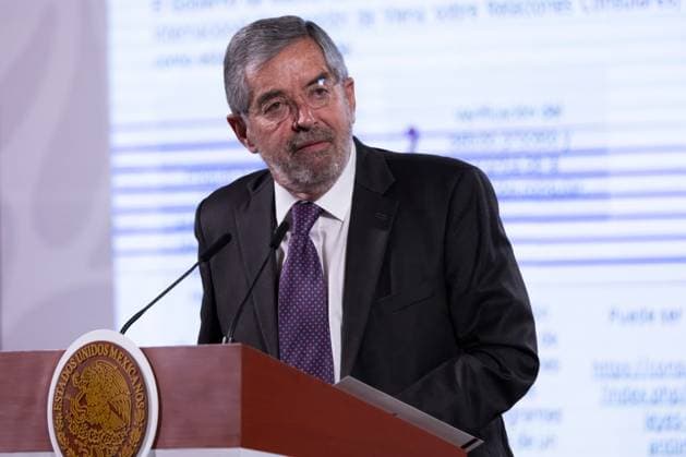 December 27, 2024, Mexico City, Df, Mexico: Mexican Foreign Affairs Minister Juan RamoÂ³n de la Fuente, listens to a question during the daily news conference at the National Palace, December 27, 2024 in Mexico City, Mexico. Mexico is releasing a new cellphone app to contact the Mexican consulate for migrants in the United States who are detained by U.S. immigration. Mexico City Mexico - ZUMAp138 20241227_zaa_p138_009 Copyright: xPresidenciaxDexLaxRepublicaxMexix