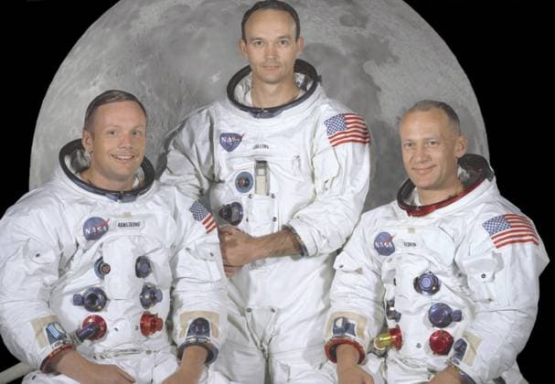 Neil Armstrong death Astronaut Neil Armstrong, commander of Apollo 11 and the first person to walk on the moon, has died Saturday, August 25, 2012. He was 82. In this July 20, 1969 file photo, portrait of the prime crew of the Apollo 11 lunar landing mission. From left to right they are: Commander, Neil A. Armstrong, Command Module Pilot, Michael Collins, and Lunar Module Pilot, Edwin E. Aldrin Jr. (NASA MCT) CAPE CANAVERAL FL USA EDITORIAL USE ONLY Copyright: xx 1127913 NASAx krtphotoslive568830