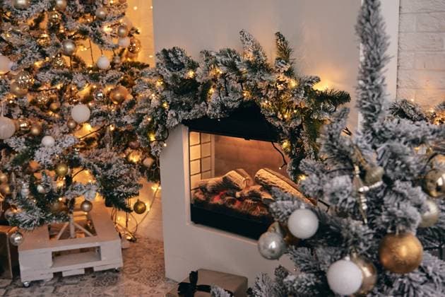 Cosy room decorated, Christmas tree in silver snow with golden bubble toys, lights and presents under it. Beautiful holdiay DIY handmade home decoration. New Year s interior in a photo studio. , 40349502.jpg, christmas tree, green, fir, illuminated, sparkle, gold, blurred, festive, aroma, cappuccino, mug, cup, greeting, sweets, magic, furniture, celebrate, warm, bright, decorated, indoors, evening, traditional, cozy, season, gift, light, house, present, lights, merry, december, candle, living, room, year, design, decor, tree, interior, celebration, decoration, holiday, xmas, christmas, winter, home RECORD DATE NOT STATED