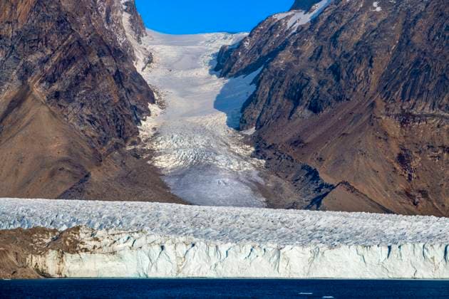 Creative Highlights World Thryms (Thrym) Glacier, large, retreating, tidewater glacier, Skjoldungen Fjord, glorious weather, remote South East Greenland, Denmark, Polar Regions Greenland Copyright: xSergixReboredox xVWPicsx SRE-027-GK1433