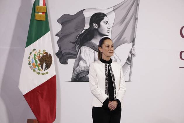 President Sheinbaum News Conference - Mexico Mexico’s President, Claudia Sheinbaum speaking during a briefing conference at National Palace. on January 2, 2025 in Mexico City, Mexico. Photo by Luis Barron Eyepix Group ABACAPRESS.COM Mexico City Mexico  Copyright: xBarronxLuis Eyepix ABACAx