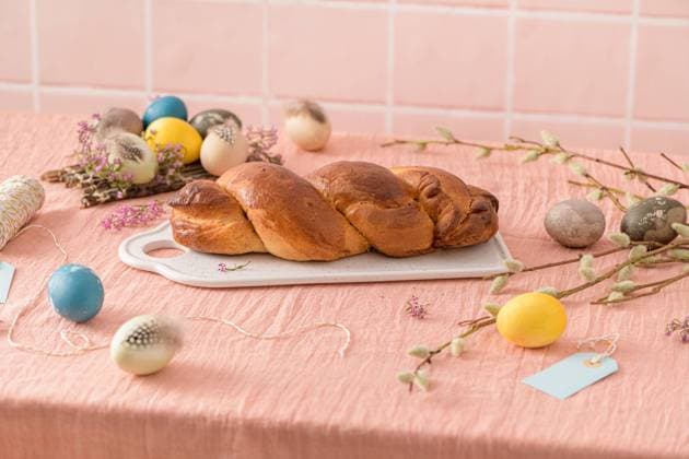 Portuguese traditional Easter cake. Folar with eggs on easter table. Blossom flowers and colorful painted eggs , 45338930.jpg, Decoration, Flower, Food, Wood, background, baked, boiled, bread, breakfast, bun, cake, colorful, cook, cooked, copy space, cuisine, delicious, dessert, easter, easter food, egg, eggs, famous, folar, folar da pascoa, fresh, holiday, indoors, meal, pastry, portugal, portuguese, portuguese cake, regional, season, seasonal, snack, sugar, sugared, sweet, symbol, table, tasty, tea, traditional, typic, typical, white, wood table, yellow RECORD DATE NOT STATED