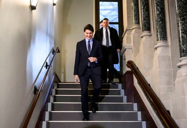 January 8, 2025, Ottawa, On, CAN: Prime Minister Justin Trudeau makes his way to a meeting of the Liberal Caucus in West Block on Parliament Hill in Ottawa, Wednesday, Jan. 8, 2025. Ottawa CAN  - ZUMAc35_ 20250108_zaf_c35_014 Copyright: xJustinxTangx
