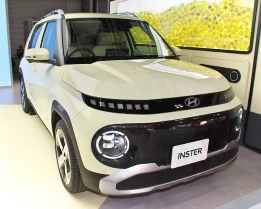 Hyundai compact electric car Inster displayed during the Tokyo Auto Salon 2025 at Makuhari messe in Chiba-Prefecture, Japan on Friday, January 10, 2025.  TKP2025011004 KEIZOxMORI