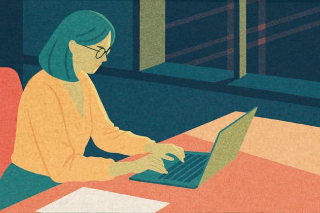 PR_ID25931_10317_IlustraBusiness.jpg A business professional is focused on tasks at a laptop in a contemporary office The setting is illuminated by city lights outside, creating a productive late-night atmosphere, Property released Model Released AdalbertoRodriguez_ID25931_748611_012 Copyright: xAdalbertoxRodriguezx RECORD DATE NOT STATED
