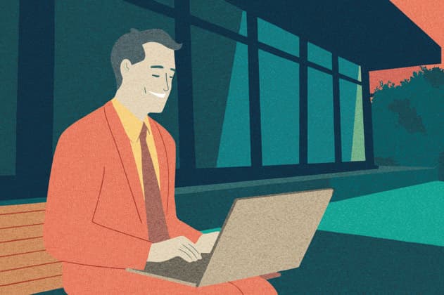PR_ID25931_10317_IlustraBusiness.jpg A business professional in a bright suit works on a laptop outside a contemporary building The atmosphere is relaxed, showcasing focus and productivity in a serene environment, Property released Model Released AdalbertoRodriguez_ID25931_748613_014 Copyright: xAdalbertoxRodriguezx RECORD DATE NOT STATED
