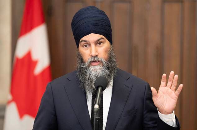 January 13, 2025, Ottawa, On, Canada: New Democratic Party leader Jagmeet Singh speaks with reporters in the foyer of the House of Commons on Parliament Hill on Monday, Jan. 13, 2025 in Ottawa. Ottawa Canada  - ZUMAc35_ 20250113_zaf_c35_015 Copyright: xAdrianxWyldx