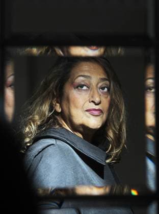 Iraqi-British architect Zaha Hadid poses to photographer during an interview with the Post at Four Seasons Hotel, Central. Lifestyle, 24 May 12. 18MAY12 Hong Kong China EDITORIAL USE ONLY  Copyright: xx MER1205211423035676 NoraxTamx scmpphotos652360