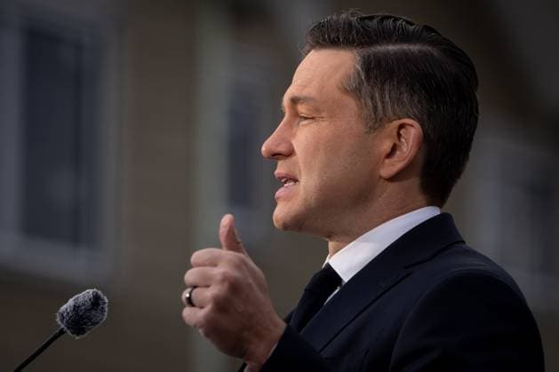 January 16, 2025, Vancouver, Bc, CANADA: Conservative Leader Pierre Poilievre speaks during a news conference in Delta B.C., on Thursday, Jan.16, 2025. Vancouver CANADA  - ZUMAc35_ 20250116_zaf_c35_035 Copyright: xEthanxCairnsx