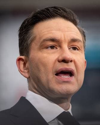 January 16, 2025, Vancouver, Bc, CANADA: Conservative Leader Pierre Poilievre speaks during a news conference in Delta B.C., on Thursday, Jan.16, 2025. Vancouver CANADA  - ZUMAc35_ 20250116_zaf_c35_037 Copyright: xEthanxCairnsx