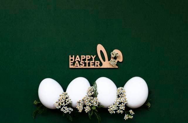 Festive Easter white eggs with white small flowers on a green background. Nearby is a wooden inscription: Happy Easter , 47793372.jpg, easter, egg, background, light, stylish, white, april, beautiful, blossom, branch, card, celebration, colorful, concept, copy space, creative, decor, decorated, decoration, design, easter eggs, elegance, festive, flat lay, flora, floral, flower, frame, happy easter, holiday, invitation, modern, morning, nest, paint, pattern, romantic, rustic, spring, style, text, traditional, trendy, green, bunny, ears RECORD DATE NOT STATED