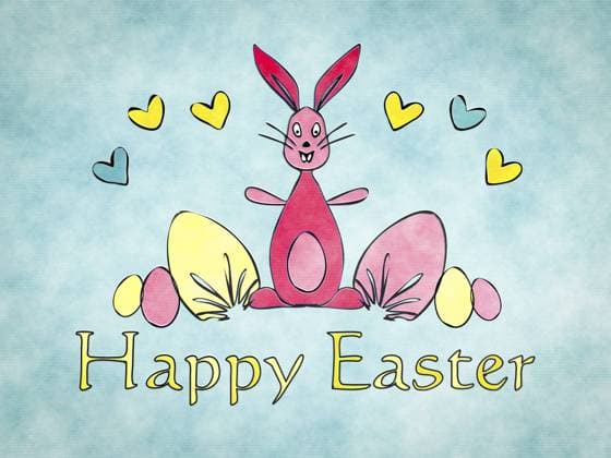Eine Illustration einer Frohe Ostern Grußkarte mit einem Hasen Eier und Herzen An illustration of a Happy Easter greeting card with a bunny eggs and hearts Copyright: imageBROKER MarkusxGannx begann ibxiqx11956756.jpg