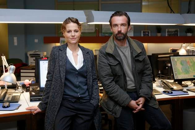 Maria Simon, Lucas Gregorowicz, Schauspieler, beim Settermin zum Polizeiruf 110 vom RBB-Fernsehkrimi in Berlin, Berlin *** Maria Simon, Lucas Gregorowicz, Actors, at Settermin to Polizeiruf 110 from RBB Fernsehkrimi in Berlin, Berlin