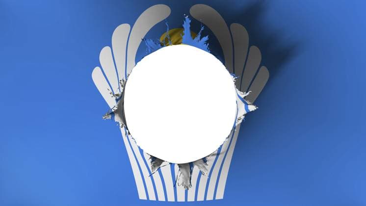 Loch in der Flagge der Gemeinschaft Unabhängiger Staaten, weißer Hintergrund, 3d Rendering Hole in the flag of the Commonwealth of Independent States, white background, 3d rendering Copyright: imageBROKER IgorxLubnevskiy ibxiqx12132731.jpg
