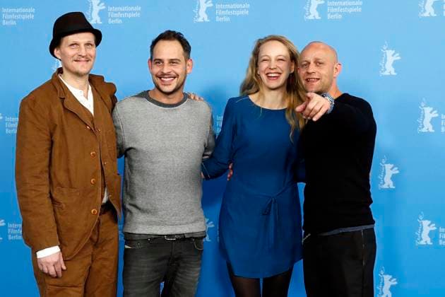 Juergen Vogel, Moritz Bleibtreu, Petra Schmidt-Schaller und Georg Friedrich Schauspieler zum Photo - Call zum Film Stereo am 08.02.14 - 64. Internationalen Filmfestspiele vom 06.02. - 16.02.2014 Berlin Germany