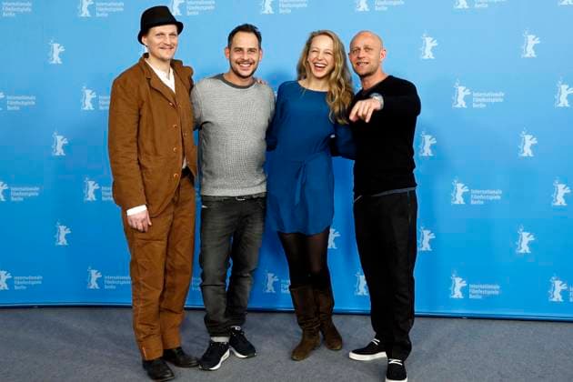 Juergen Vogel, Moritz Bleibtreu, Petra Schmidt-Schaller und Georg Friedrich Schauspieler zum Photo - Call zum Film Stereo am 08.02.14 - 64. Internationalen Filmfestspiele vom 06.02. - 16.02.2014 Berlin Germany *** Juergen Bird, Moritz Bleibtreu, Petra Schmidt Schaller and Georg Friedrich Actors to Photo Call to Film Stereo on 08 02 14 64 International Film Festival from 06 02 16 02 2014 Berlin Germany