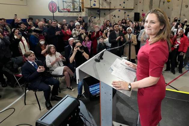 January 19, 2025, Toronto, On, Canada: Former finance minister Chrystia Freeland speaks at a press conference in Toronto on Sunday Jan. 19, 2025, as she kicks off her campaign to become the next Liberal party leader. Toronto Canada  - ZUMAc35_ 20250119_zaf_c35_027 Copyright: xFrankxGunnx