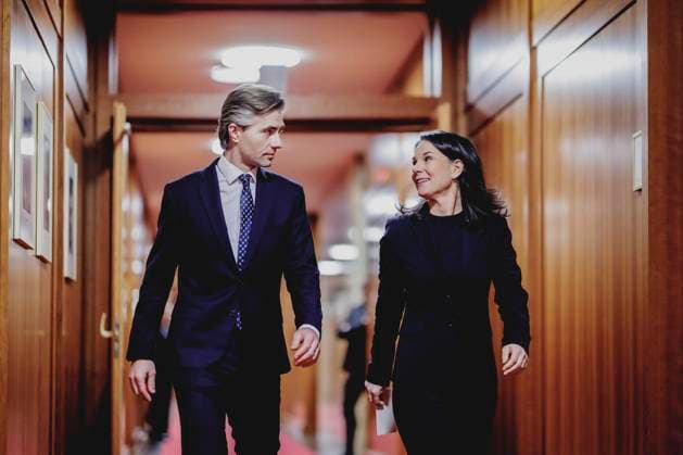 News Themen der Woche KW04 News Bilder des Tages (R-L) Annalena Baerbock (Buendnis 90 Die Gruenen), Bundesaussenministerin, und Kestutis Budrys, Aussenminister von Litauen, aufgenommen im Rahmen eines gemeinsamen Treffens in Berlin, 20.01.2025. Fotografiert im Auftrag des Auswaertigen Amtes. Berlin Deutschland Copyright: xFlorianxGaertner AAx