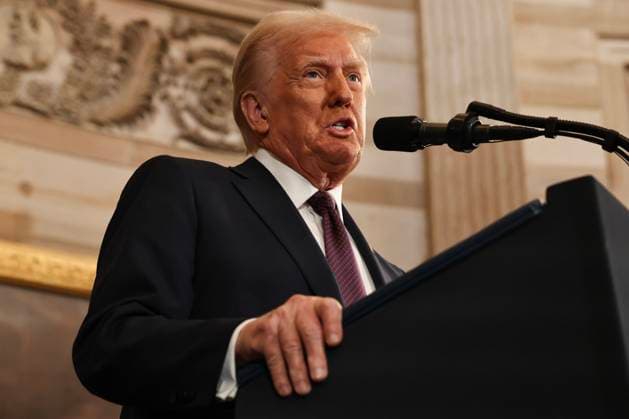 News Themen der Woche KW04 News Bilder des Tages President Donald Trump speaks after taking the oath of office at his Presidential Inauguration at the Rotunda of the U.S. Capitol in Washington, U.S., January 20, 2025. Pool photo by Chip Somodevilla  WAX20250120813 ChipxSomodevilla