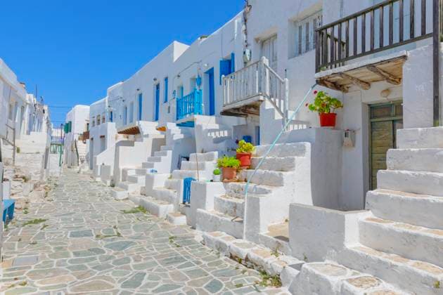 View of Kastro, Chora village oldest settlement, Chora, Folegandros Island, Cyclades Islands, Greek Islands, Greece, Europe Copyright: MarcoxSimoni 718-3172