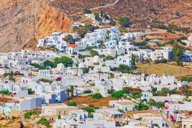 View of Chora village, Chora, Folegandros Island, Cyclades Islands, Greek Islands, Greece, Europe Copyright: MarcoxSimoni 718-3174