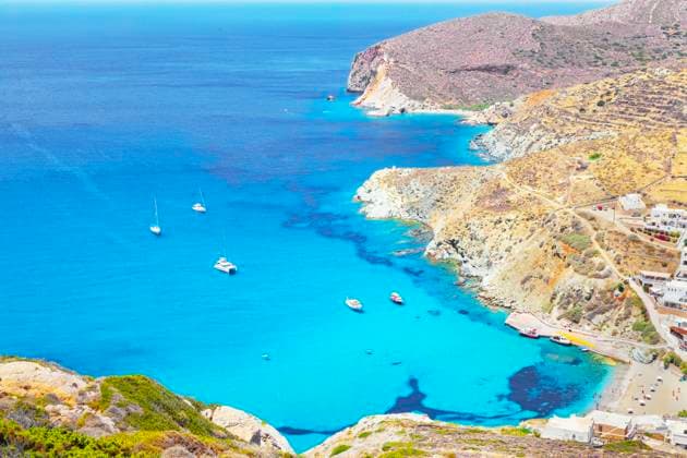 Agali bay, top view, Agali, Folegandros Island, Cyclades Islands, Greek Islands, Greece, Europe Copyright: MarcoxSimoni 718-3192
