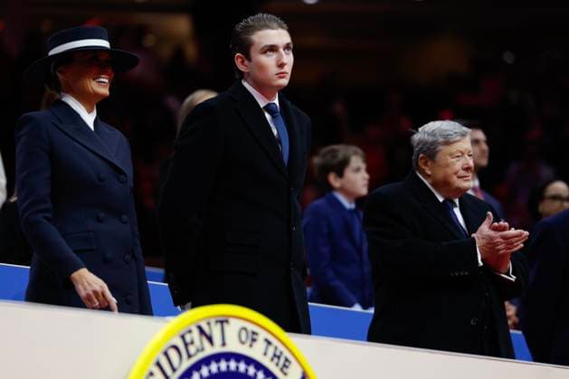 The Inauguration Of Donald J. Trump As The 47th President WASHINGTON, DC - JANUARY 20: First lady Melania Trump, Baron Trump, and Viktor Knavs watch during an indoor inauguration parade at the Capital One Arena on January 20, 2025 in Washington, DC. Donald Trump takes office for his second term as the 47th president of the United States. Credit: Anna Moneymaker Pool via CNP AdMedia Washington District of Columbia United States of America EDITORIAL USE ONLY  Copyright: xx 2194970884-5193981 CNP AdMediax admphotostwo913241