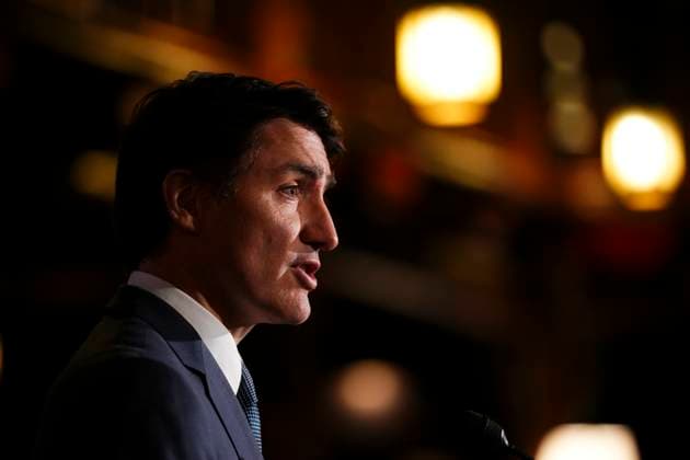 January 21, 2025, Montebello, Quebec, CAN: Prime Minister Justin Trudeau holds a press conference during a cabinet retreat at Chateau Montebello in Montebello, Que., on Tuesday, Jan. 21, 2025. Montebello CAN  - ZUMAc35_ 20250121_zaf_c35_019 Copyright: xSeanxKilpatrickx