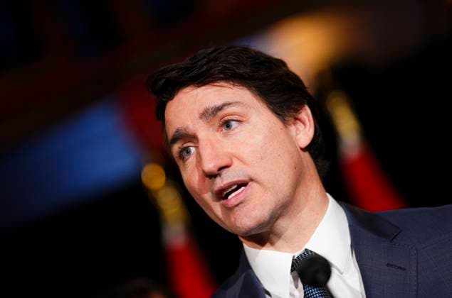 January 21, 2025, Montebello, Quebec, CAN: Prime Minister Justin Trudeau holds a press conference during a cabinet retreat at Chateau Montebello in Montebello, Que., on Tuesday, Jan. 21, 2025. Montebello CAN  - ZUMAc35_ 20250121_zaf_c35_017 Copyright: xSeanxKilpatrickx
