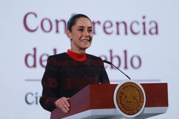 Mexico s President, Claudia Sheinbaum speaking during a briefing conference about the immigration issue after Donald Trump took office as the 47th President of the United States, briefing held at the National Palace. on January 22, 2025 in Mexico City, Mexico. Mexico City Mexico - ZUMAe321 20250122_zia_e321_018 Copyright: xCarlosxSantiagox