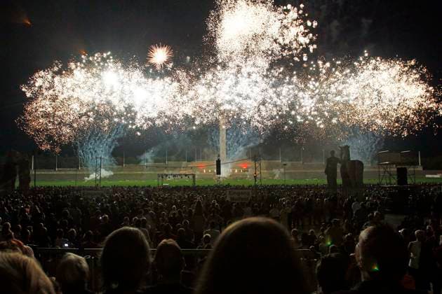 Pyronale 2011, Feuerwerkschampionat auf dem Maifeld am Berliner Olympiastadion, 2. Tag, Berlin Deutschland, Germany