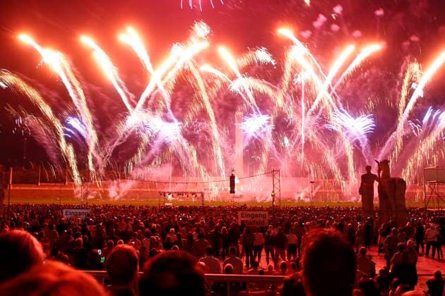 Pyronale 2011, Feuerwerkschampionat auf dem Maifeld am Berliner Olympiastadion, 2. Tag, Berlin Deutschland, Germany