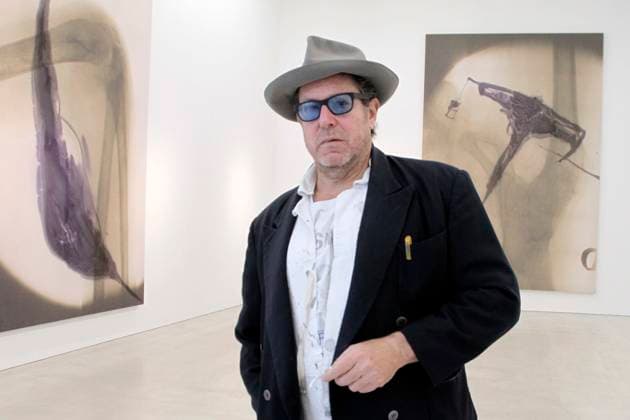 Ausstellung von Julian Schnabel in der Galerie CFA in Berlin, der Kuenstler Schnabel in der Ausstellung, Berlin Deutschland, Germany