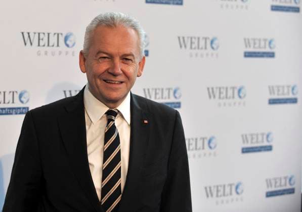 Dr. Rüdiger Grube, Deutsche Bahn Chef, beim Wirtschaftsgipfel der WELT im Axel-Springer-Haus in Berlin Berlin Deutschland, Germany *** Dr Rüdiger Pit, German Rail Chief, at Economic Summit the World at Axel Springer House in Berlin Berlin Germany, Germany