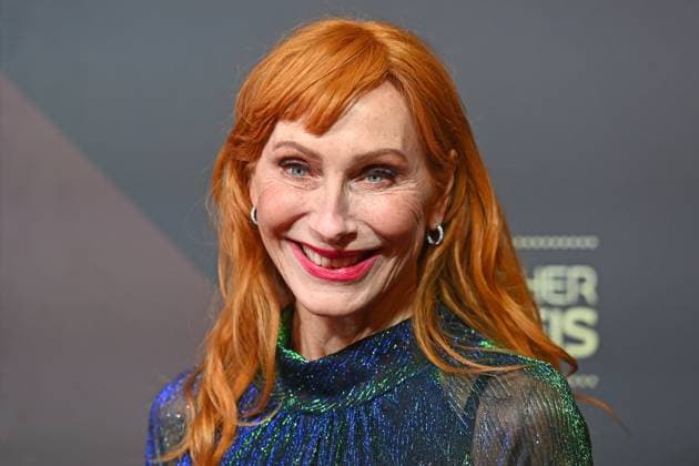 Andrea SAWATZKI (Schauspielerin), Einzelbild,angeschnittenes Einzelmotiv,Portraet,Portrait,Porträt. Roter Teppich,Red Carpet,Bayerischer Filmpreis 2024 am 24.01.2025 im Prinzregententheater in Muenchen.