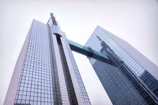Creative Highlights World RECORD DATE NOT STATED A low angle of Belgacom Proximus Modern skyscrapers with glass facades connected by a skybridge in Brussels North business district 28567446