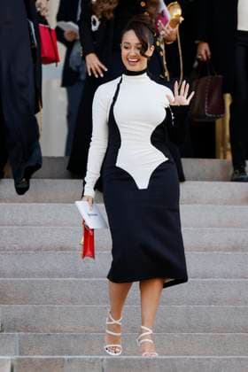 PFW - Celebs At Schiaparelli Léna Mahfouf arrives to Schiaparelli fashion show during the Haute Couture Fall Winter 2025 - 2026 Fashion Week on January 27, 2025 in Paris, France. Photo by Marco Piovanotto ABACAPRESS.COM Paris France  Copyright: xPiovanottoxMarco ABACAx