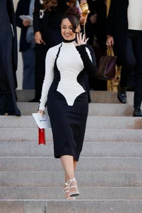 PFW - Celebs At Schiaparelli Léna Mahfouf arrives to Schiaparelli fashion show during the Haute Couture Fall Winter 2025 - 2026 Fashion Week on January 27, 2025 in Paris, France. Photo by Marco Piovanotto ABACAPRESS.COM Paris France  Copyright: xPiovanottoxMarco ABACAx