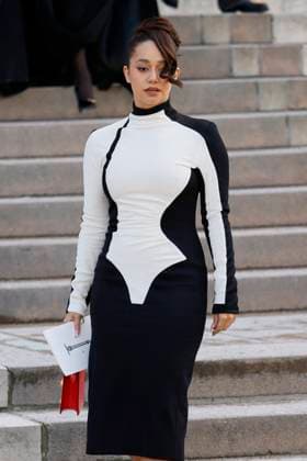 PFW - Celebs At Schiaparelli Léna Mahfouf arrives to Schiaparelli fashion show during the Haute Couture Fall Winter 2025 - 2026 Fashion Week on January 27, 2025 in Paris, France. Photo by Marco Piovanotto ABACAPRESS.COM Paris France  Copyright: xPiovanottoxMarco ABACAx
