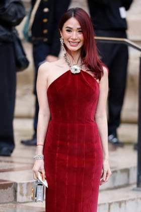 PFW - Celebs At Schiaparelli Heart Evangelista arrives to Schiaparelli fashion show during the Haute Couture Fall Winter 2025 - 2026 Fashion Week on January 27, 2025 in Paris, France. Photo by Marco Piovanotto ABACAPRESS.COM Paris France  Copyright: xPiovanottoxMarco ABACAx