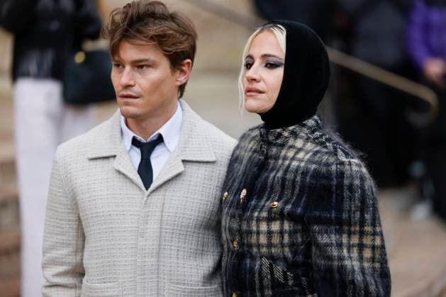 PFW - Celebs At Schiaparelli Pixie Lott, Oliver Cheshire arrives to Schiaparelli fashion show during the Haute Couture Fall Winter 2025 - 2026 Fashion Week on January 27, 2025 in Paris, France. Photo by Marco Piovanotto ABACAPRESS.COM Paris France  Copyright: xPiovanottoxMarco ABACAx